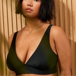 Aerie Black Wireless Longline Plunge Bikini Top – Size XXL— sze 18–NWT